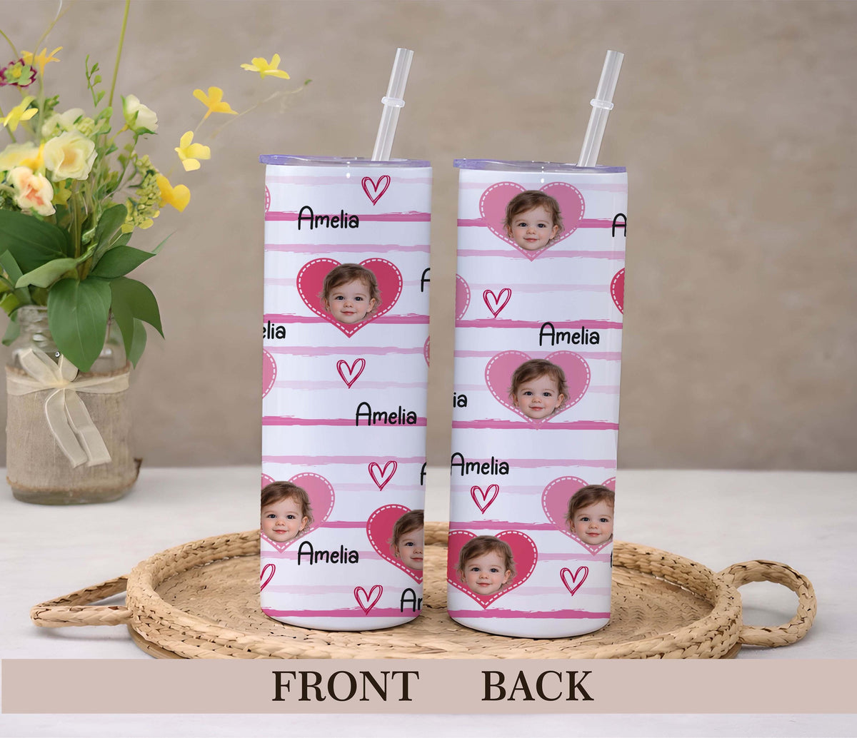 Personalized Baby Photo Tumbler, Custom Travel Mug, Grandparent Gift