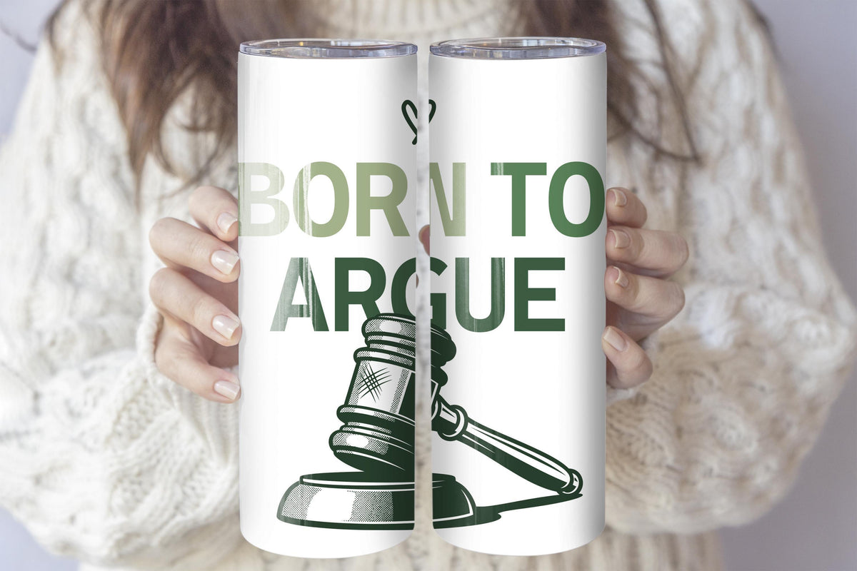 Personalized Born To Argue Tumbler With Straw, Custom Name Lawyer Coffee Tumbler
