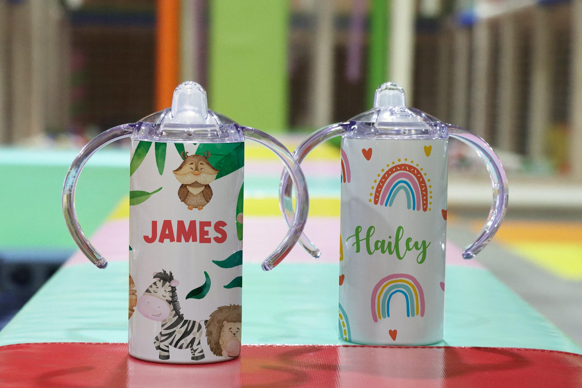 Personalized Toddler Sippy Cup with Handles, Astronaut Design, Baby Gift Water Bottle