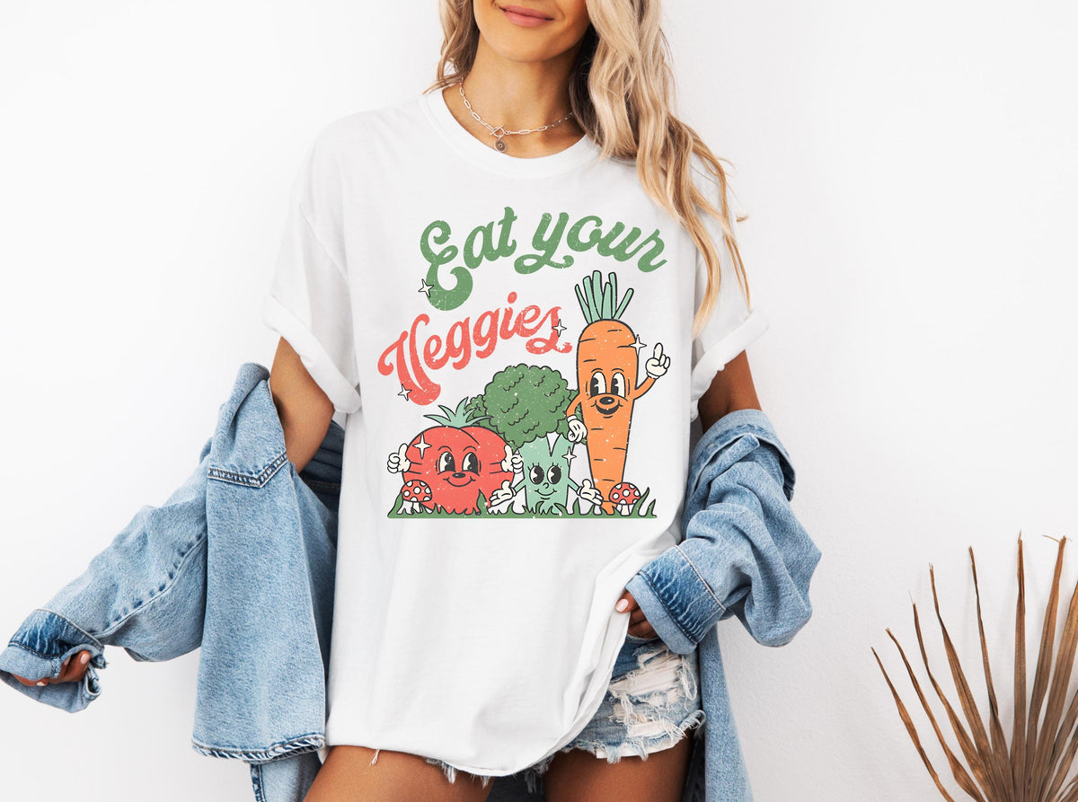 Comfort Colors® Eat Your Veggies Shirt, Retro Farmers Market Vegetable T-Shirt, Gift for Vegetarian & Vegan, Garden Vegetable Crewneck Tee
