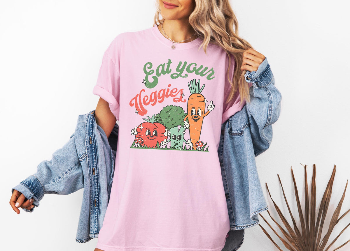 Comfort Colors® Eat Your Veggies Shirt, Retro Farmers Market Vegetable T-Shirt, Gift for Vegetarian & Vegan, Garden Vegetable Crewneck Tee