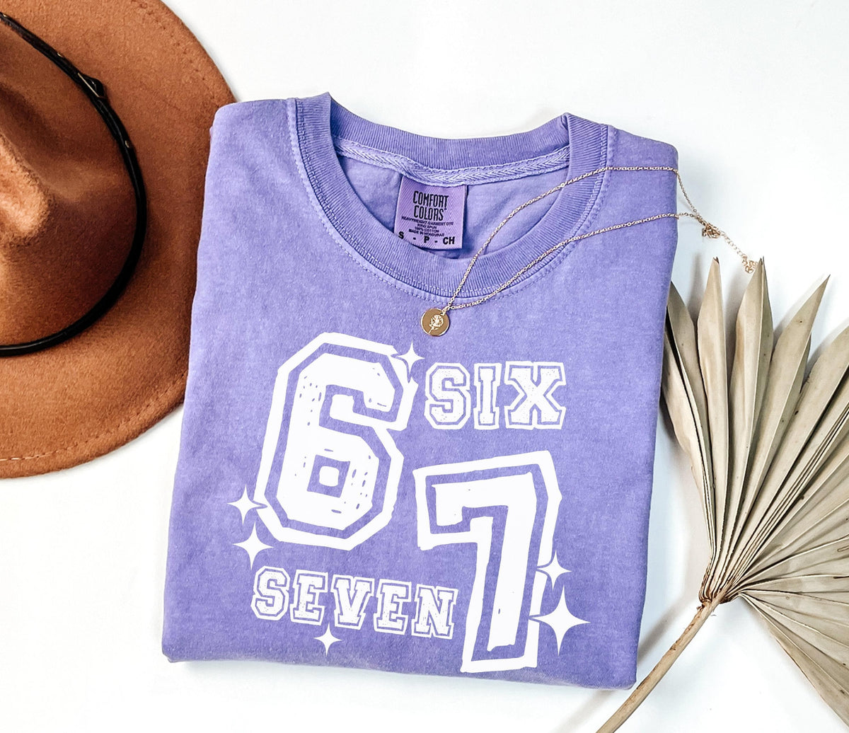 Comfort Colors® 6 7 Meme Shirt, Funny Viral T-Shirt, Six Seven Gag Crewneck, Sarcastic Graphic Tee