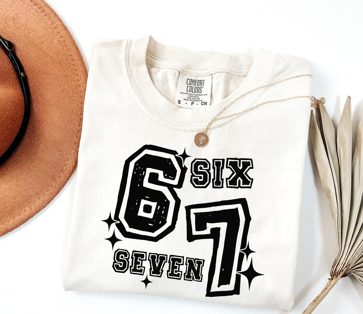 Comfort Colors® 6 7 Meme Shirt, Funny Viral T-Shirt, Six Seven Gag Crewneck, Sarcastic Graphic Tee