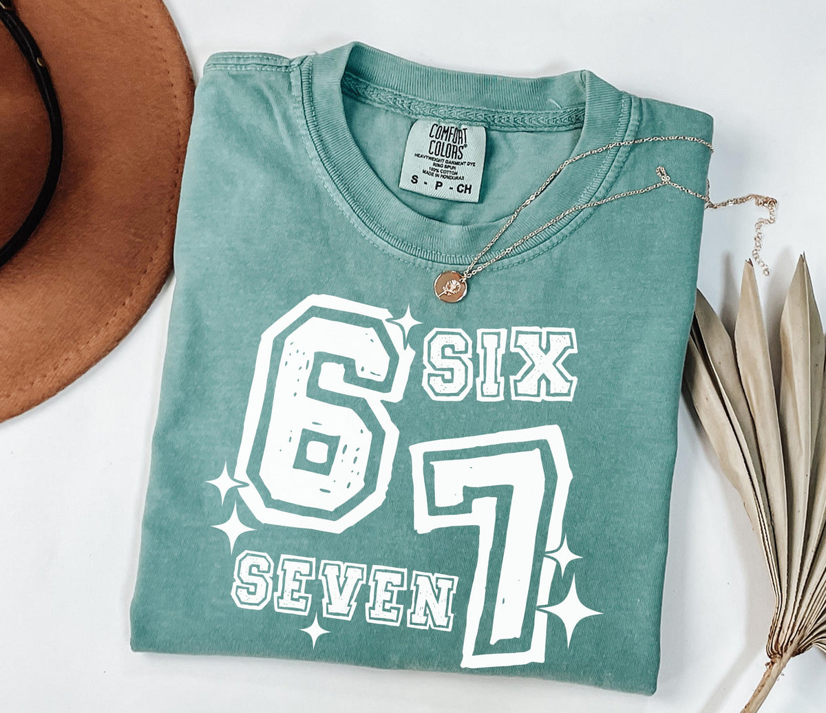 Comfort Colors® 6 7 Meme Shirt, Funny Viral T-Shirt, Six Seven Gag Crewneck, Sarcastic Graphic Tee