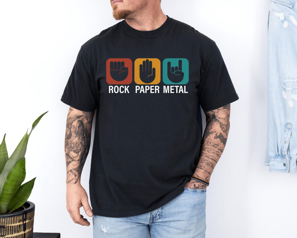 Comfort Colors® Rock Paper Metal Shirt, Funny Heavy Metal Music T-shirt, Hard Rock Metal Music Fan Tee, Rock Band Crewneck, Music Lover Gift