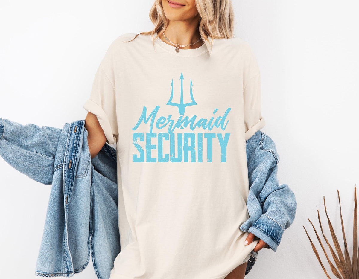 Comfort Colors® Mermaid Security Shirt, Mermaid Security Dad T-shirt, Mermaid Security Dad Gift Tee, Mermaid Birthday Party Crewneck