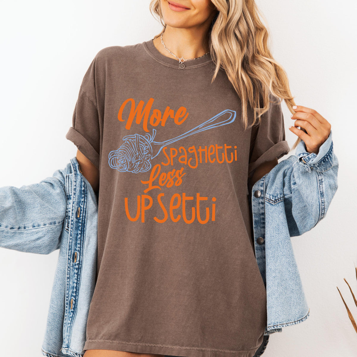 Comfort Colors® More Spaghetti Less Upsetti Shirt, Funny Food Crewneck, Spaghetti Lover Tee, Food Humor Gift