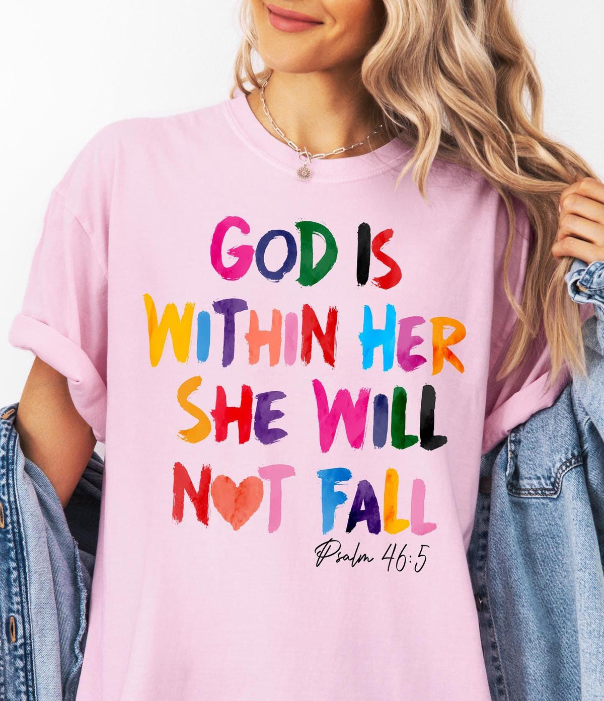 Comfort Colors® God Is Within Her She Will Not Fall Shirt, Religious Mom T-shirt, Christian Tee, Jesus Faith Crewneck, Bible Verse Shirt