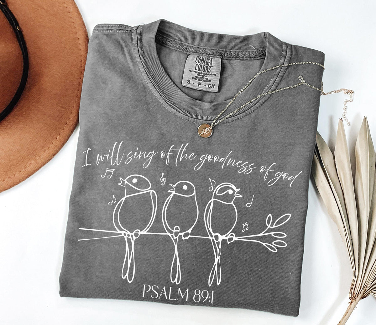 Comfort Colors® I Will Sing of the Goodness of God Shirt, Bible Verse Shirt, Christian Bird Shirt, Faith Based Shirt, Religious Long Sleeve
