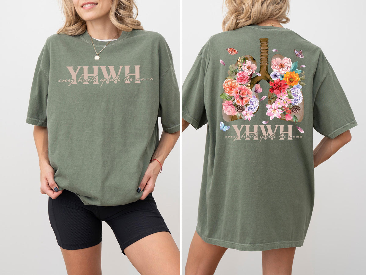 Comfort Colors® YHWH Lungs Christian Shirt, Every Breath Speak His Name T-Shirt, Bible Verse Quote Tee, Religious Christian Gift, Faith Tee
