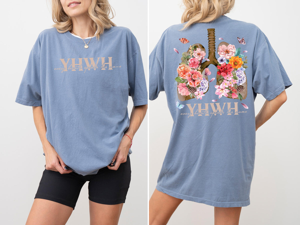 Comfort Colors® YHWH Lungs Christian Shirt, Every Breath Speak His Name T-Shirt, Bible Verse Quote Tee, Religious Christian Gift, Faith Tee
