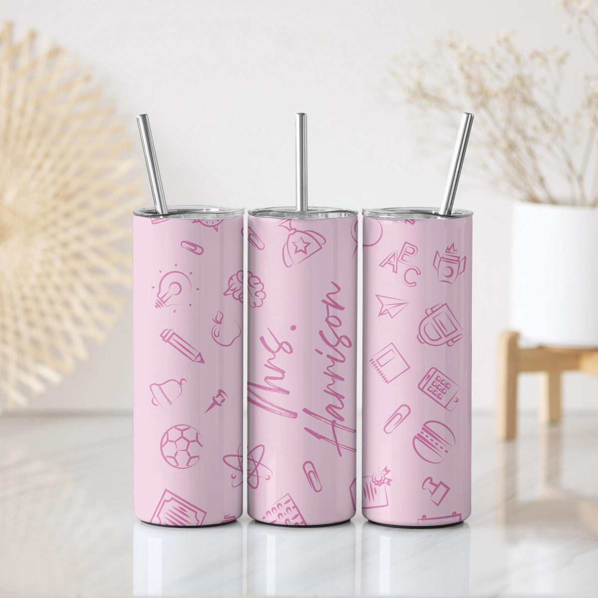 Personalized Doodle Design School Tumbler For Teachers