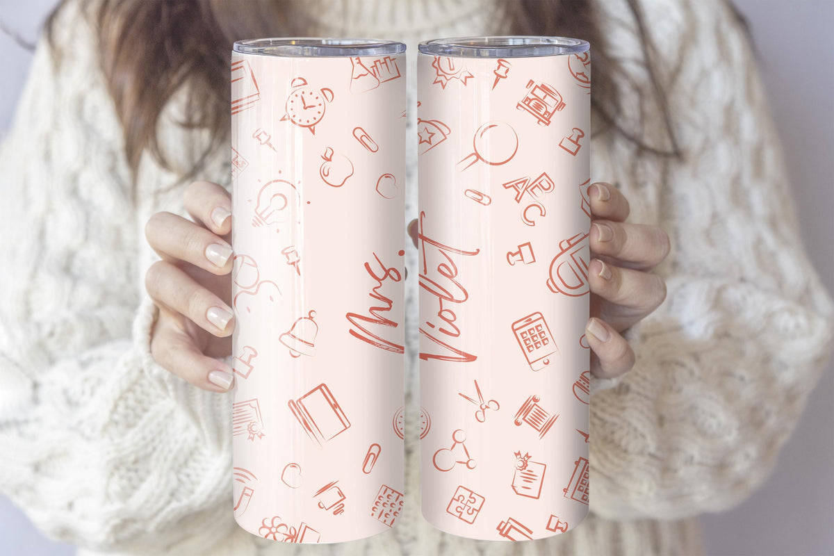 Personalized Doodle Design School Tumbler For Teachers