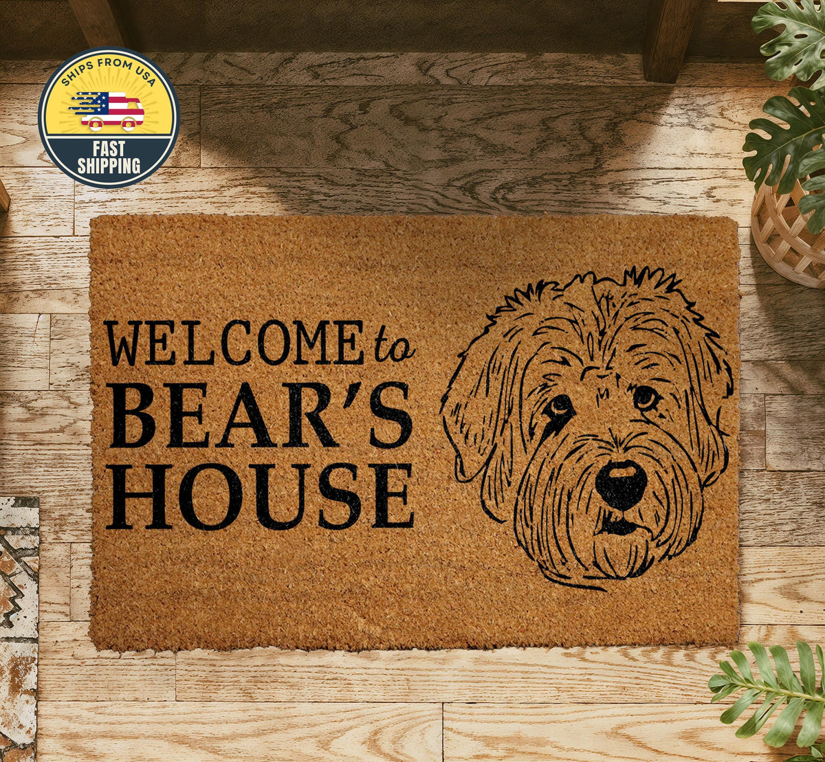 Personalized Dog Welcome Mat, Custom Pet House Doormat, Funny Pet Lover Gift, Dog Home Decor