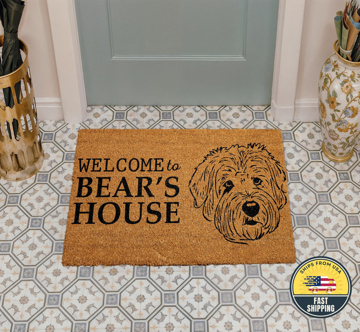 Personalized Dog Welcome Mat, Custom Pet House Doormat, Funny Pet Lover Gift, Dog Home Decor
