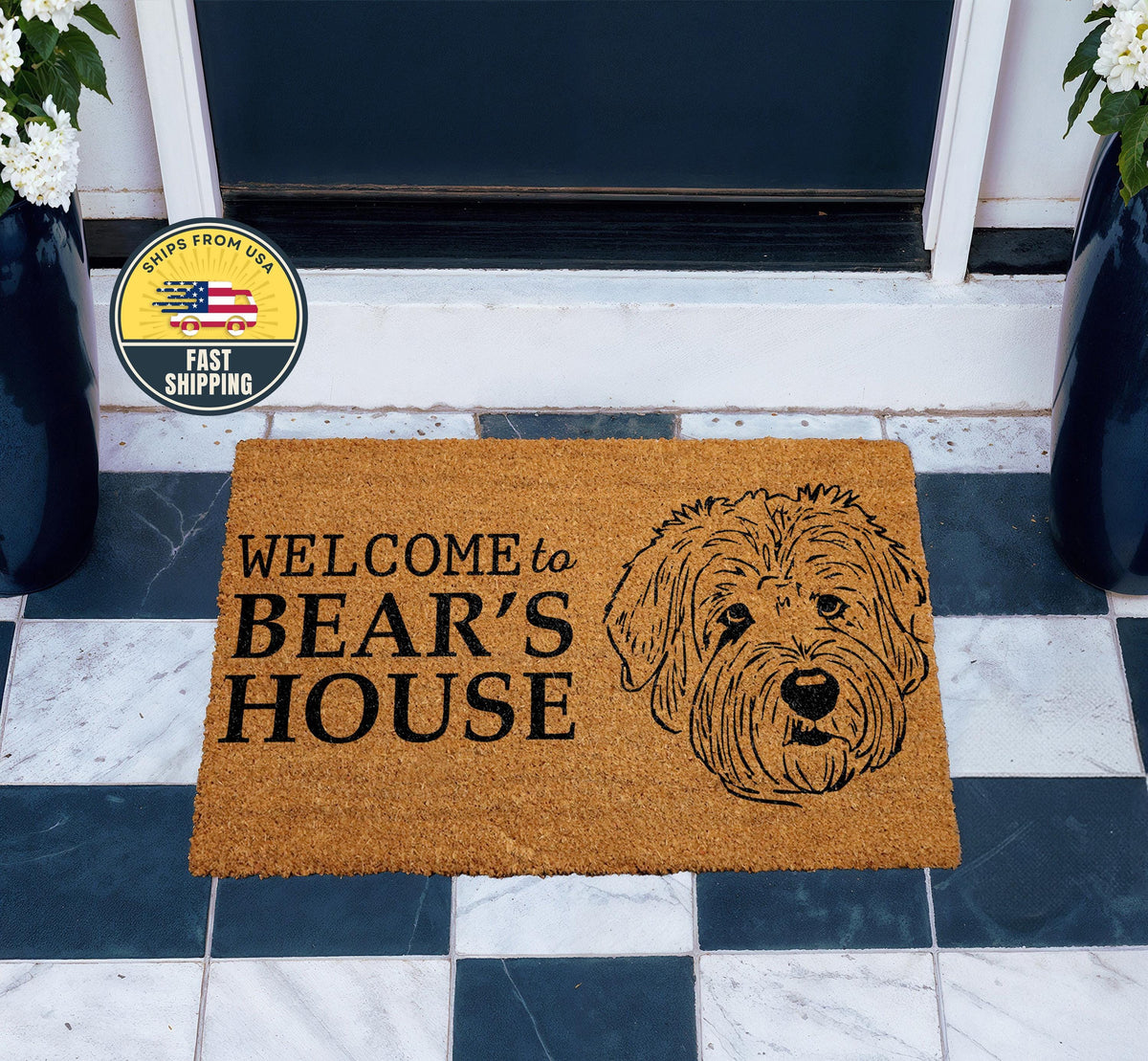 Personalized Dog Welcome Mat, Custom Pet House Doormat, Funny Pet Lover Gift, Dog Home Decor