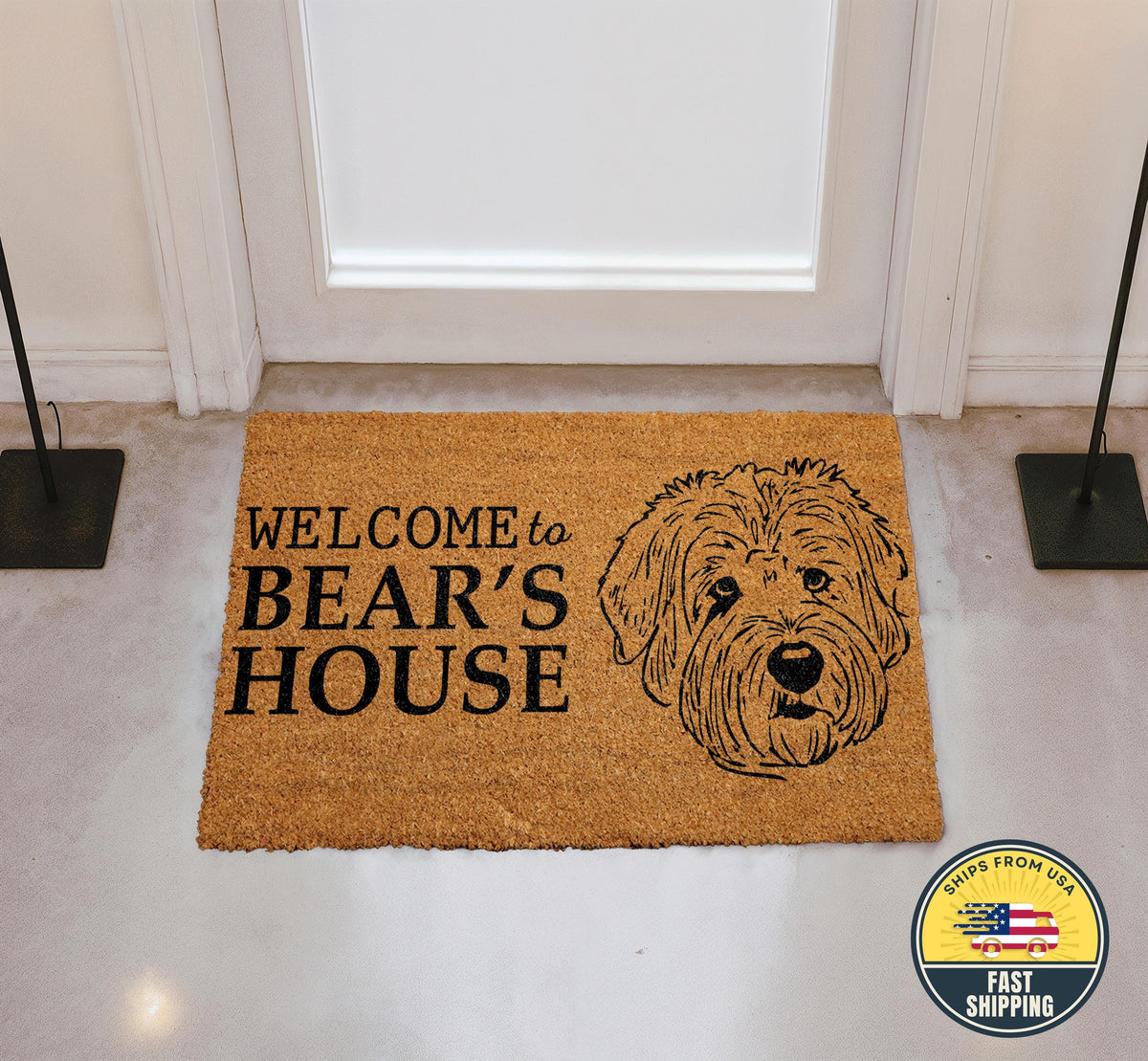 Personalized Dog Welcome Mat, Custom Pet House Doormat, Funny Pet Lover Gift, Dog Home Decor