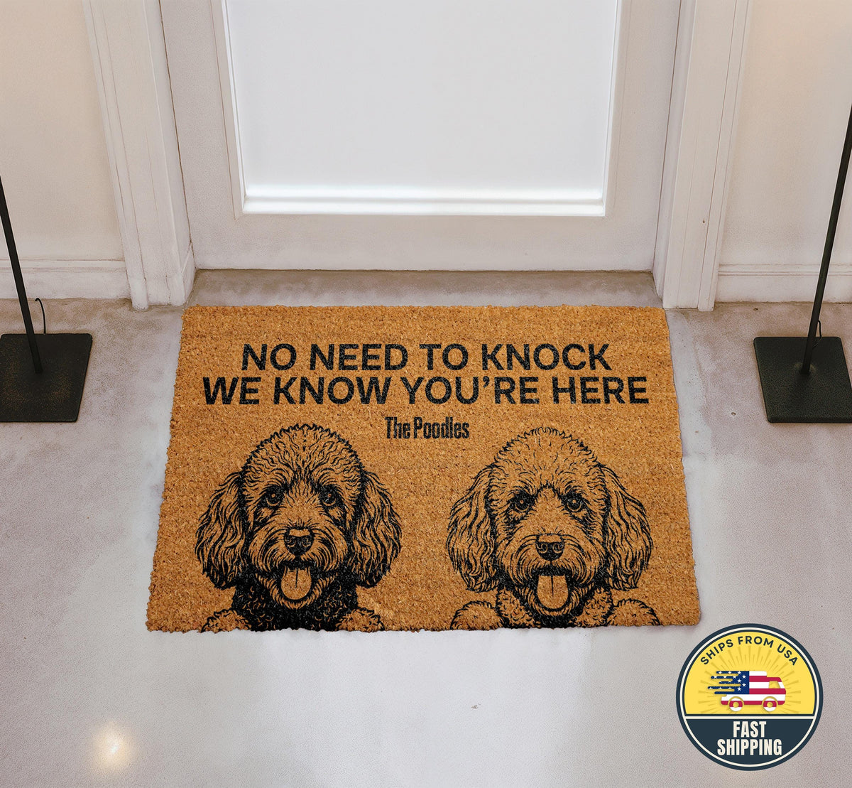 No Need to Knock We Know You are Here The Dogs Doormat, Funny Pet Welcome Mat