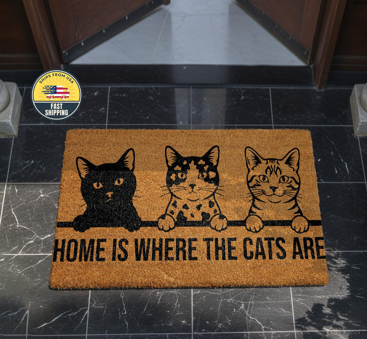 Home Is Where The Cats Are Doormat, Cat Lover Welcome Doormat, Cat Lover Gift, Cute Doormat