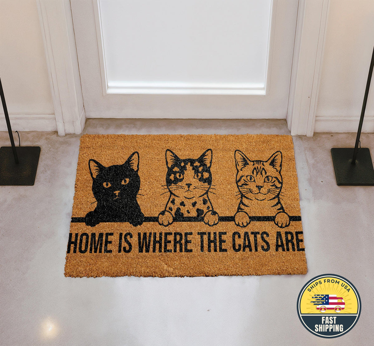 Home Is Where The Cats Are Doormat, Cat Lover Welcome Doormat, Cat Lover Gift, Cute Doormat