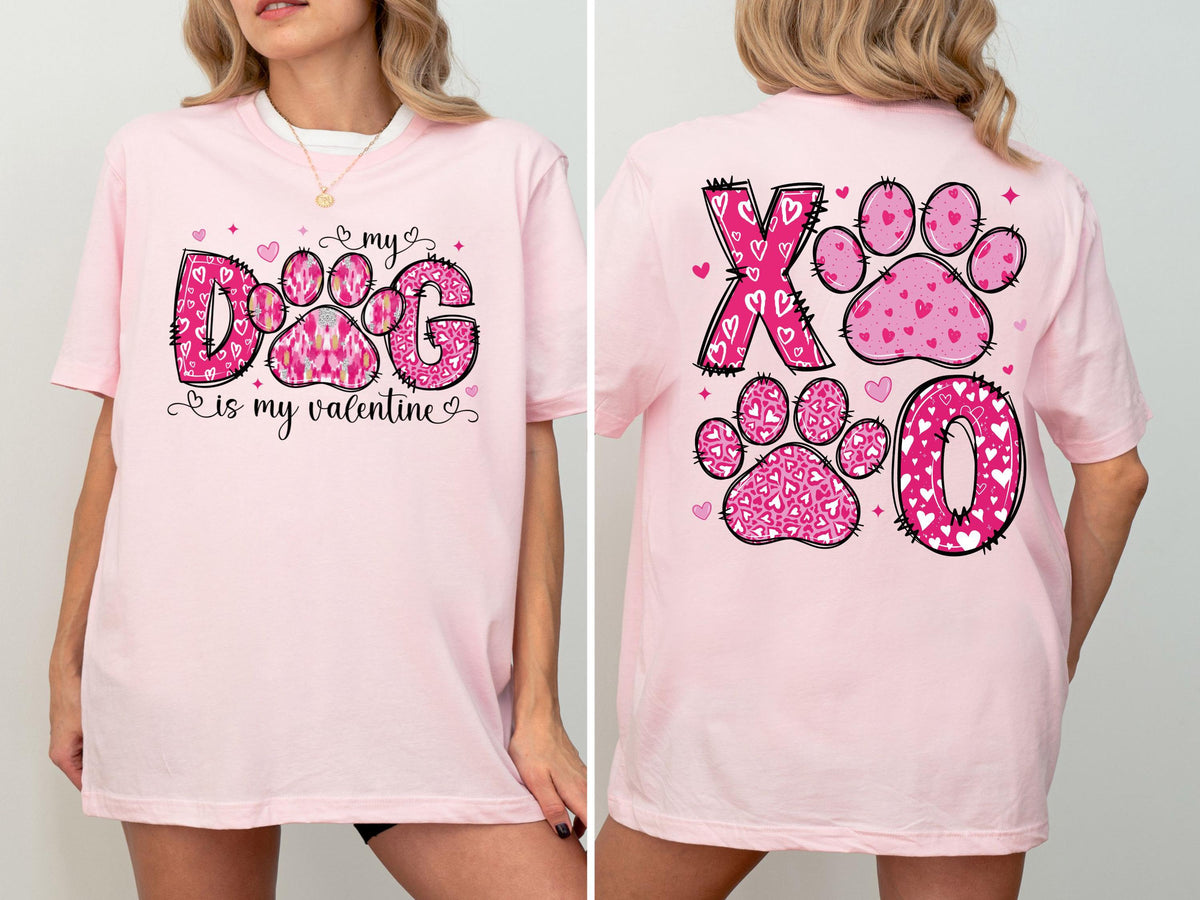 Comfort Colors® My Dog Is My Valentine Shirt, Dog Valentine XOXO T-Shirt, Dog Lover Shirt, Funny Dog Mom Valentine's Day Tees, Paw Print Tee