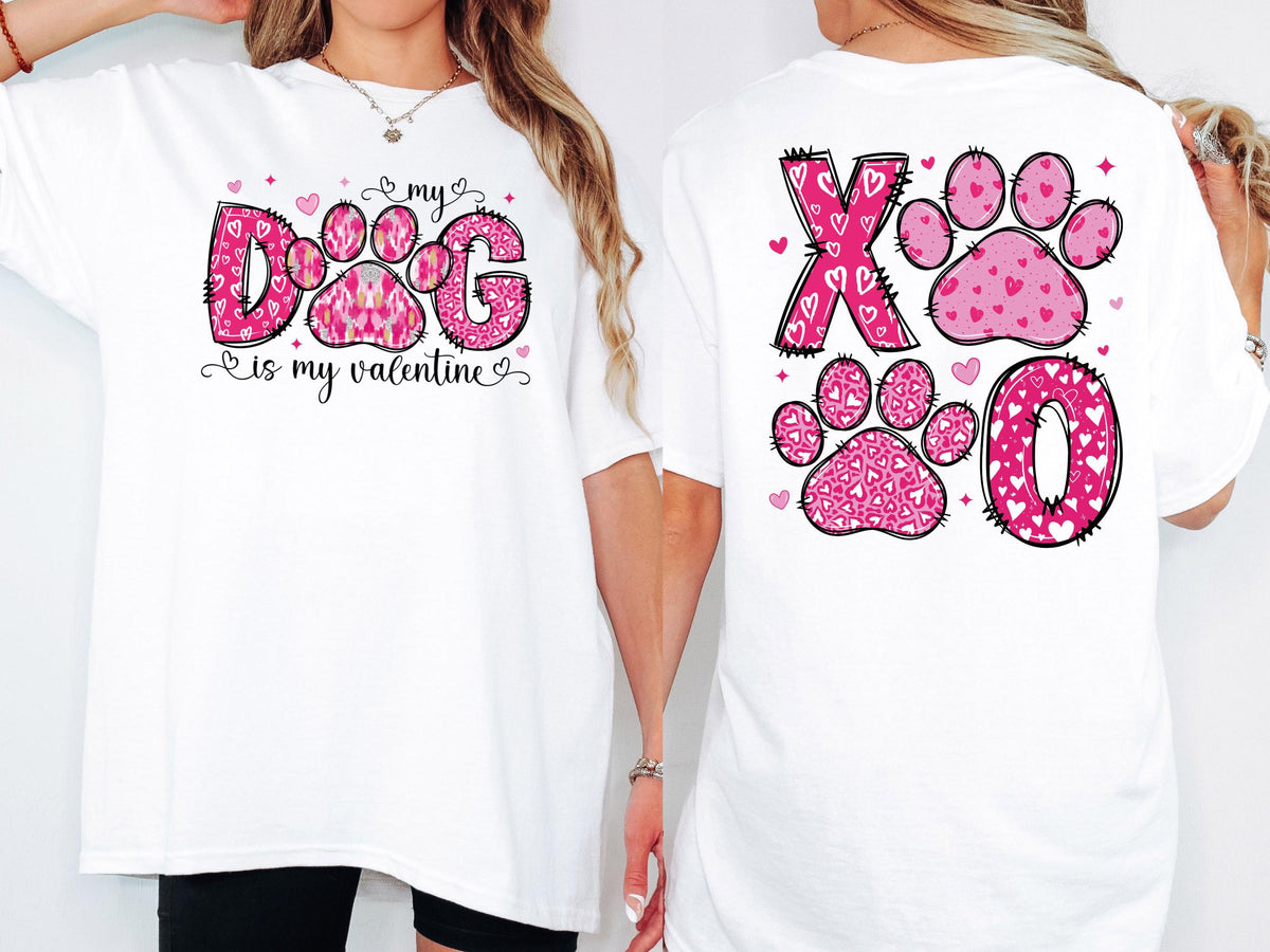 Comfort Colors® My Dog Is My Valentine Shirt, Dog Valentine XOXO T-Shirt, Dog Lover Shirt, Funny Dog Mom Valentine's Day Tees, Paw Print Tee