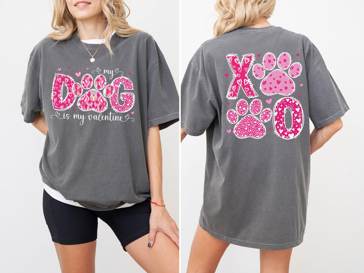 Comfort Colors® My Dog Is My Valentine Shirt, Dog Valentine XOXO T-Shirt, Dog Lover Shirt, Funny Dog Mom Valentine's Day Tees, Paw Print Tee