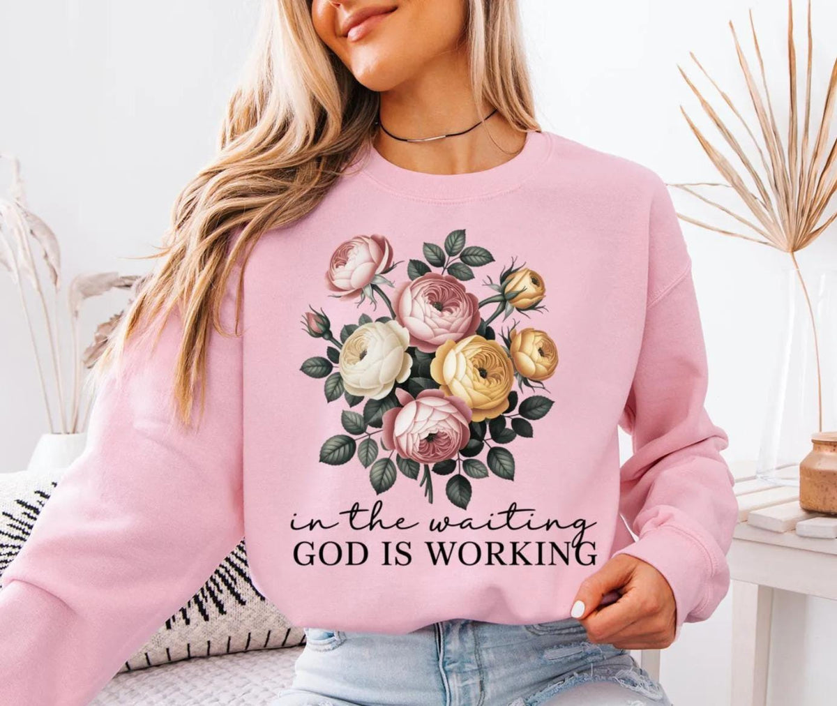 In the Waiting God Is Working Floral Shirt