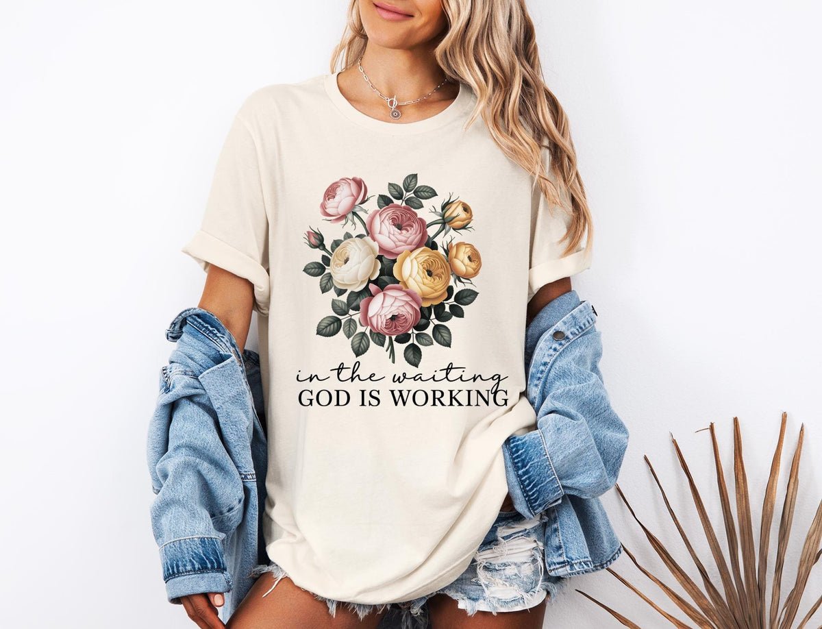 In the Waiting God Is Working Floral Shirt
