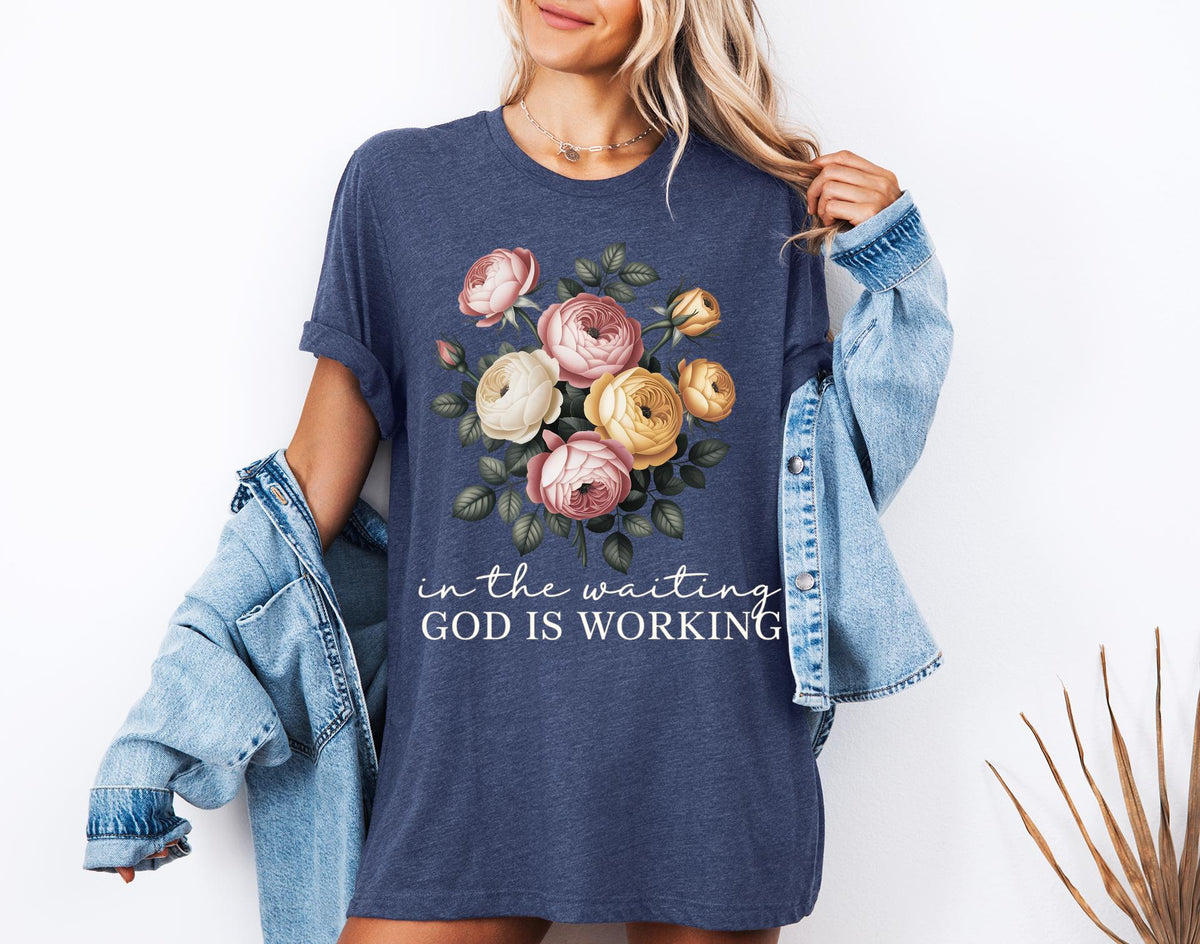 In the Waiting God Is Working Floral Shirt