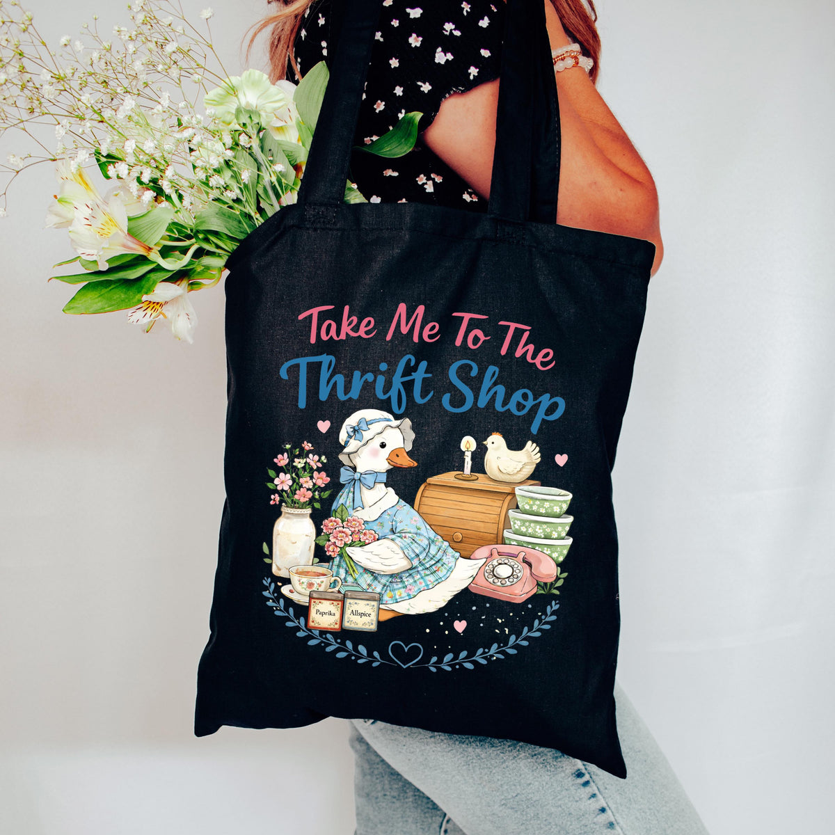 Take Me to the Thrift Shop Tote Bag, Thrift Store Lover Gift Tote, Funny Shopping Lover Tote Bag