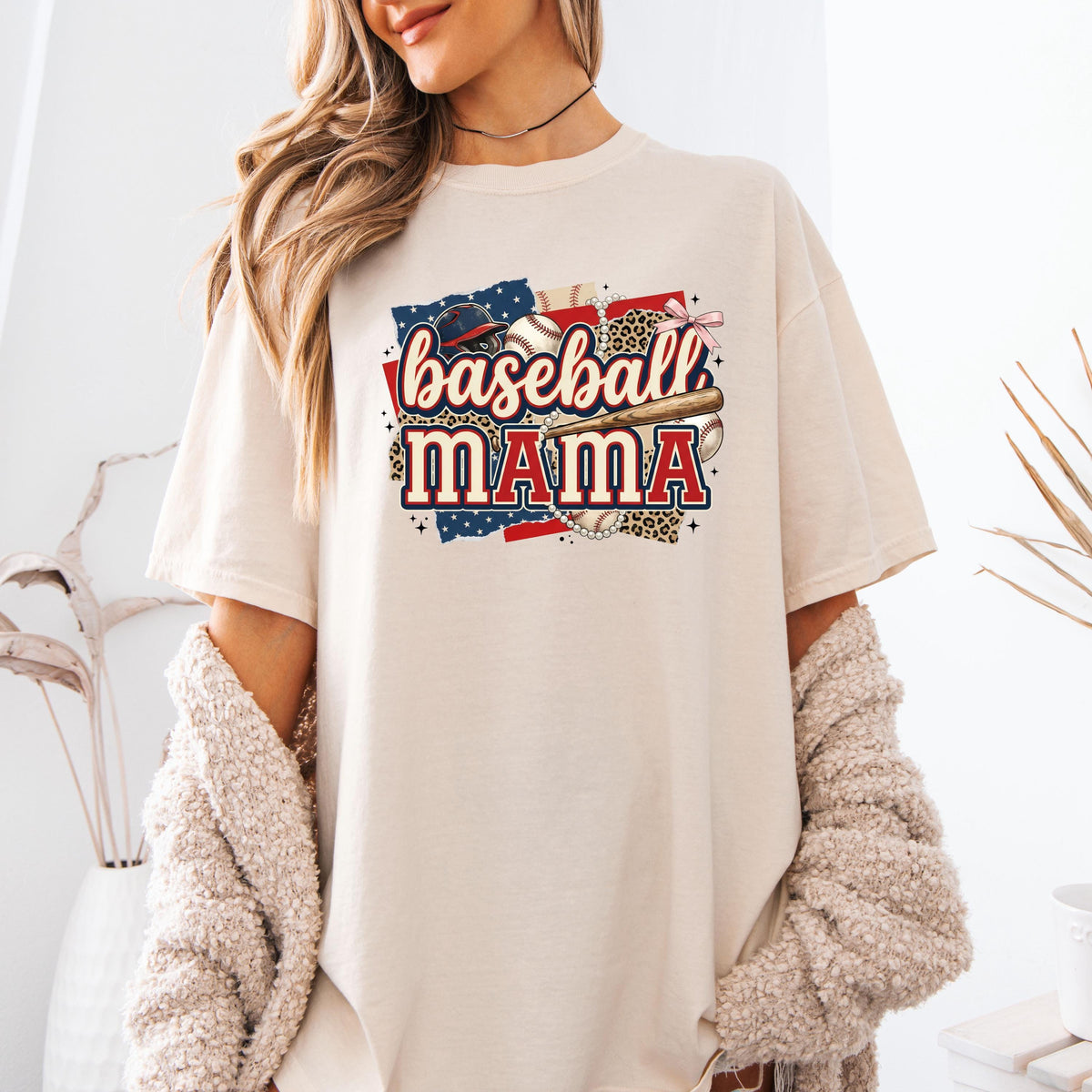 Comfort Colors® Baseball Mama Shirt, Leopard Baseball Mom T-shirt, Baseball Lover Mama Gift Tee