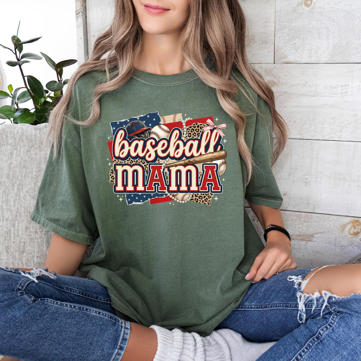 Comfort Colors® Baseball Mama Shirt, Leopard Baseball Mom T-shirt, Baseball Lover Mama Gift Tee