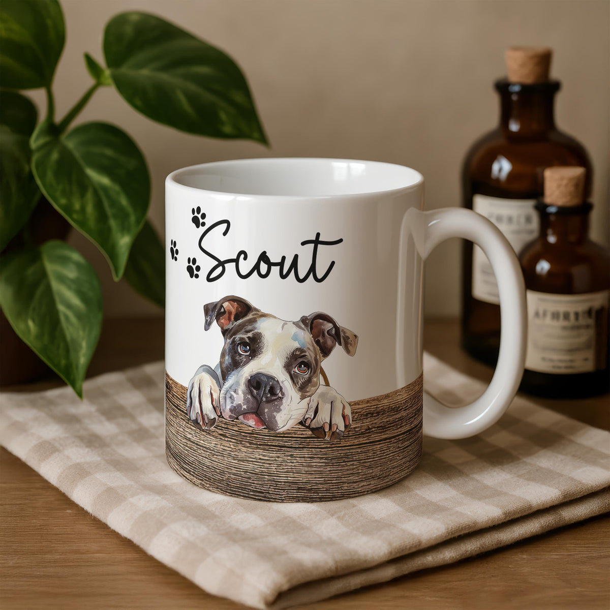 Custom Dog Portrait & Name Mug, Personalized Pet Faces Cup, Pets Lover Gift, Dogs Mom Dad Present, New Puppy Owner Gifts
