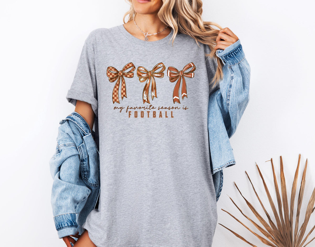 My Favorite Season is Football Shirt, Coquette Bows Football T-Shirt, Sports Mama Sweatshirt, Football Lovers Gift Tee