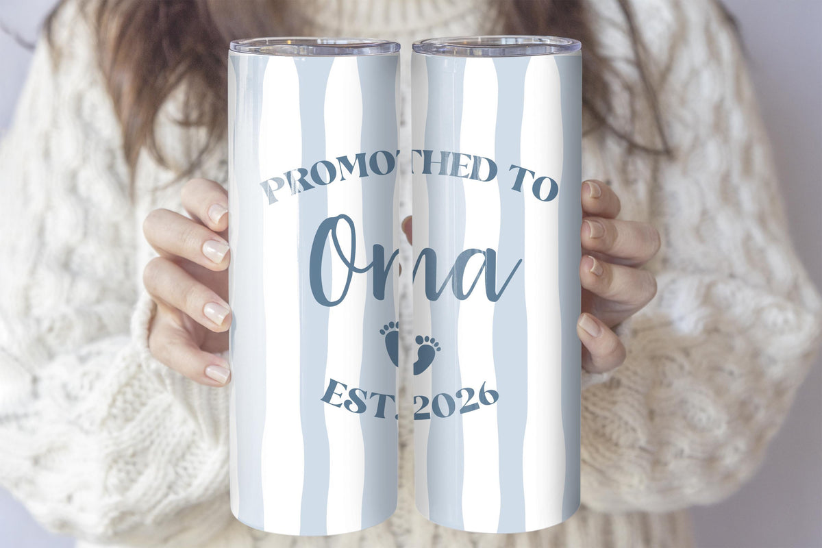 Custom Date Grandma Tumbler With Straw, Promoted To Oma Coffee Tumbler