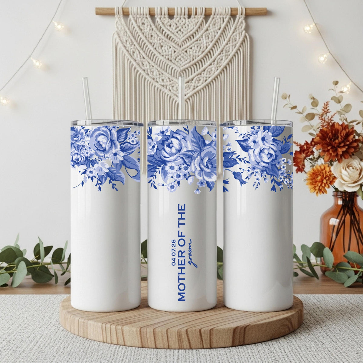 Personalized Mother Of The Bride Tumbler With Straw, Aesthetic MOTB Insulated Cup