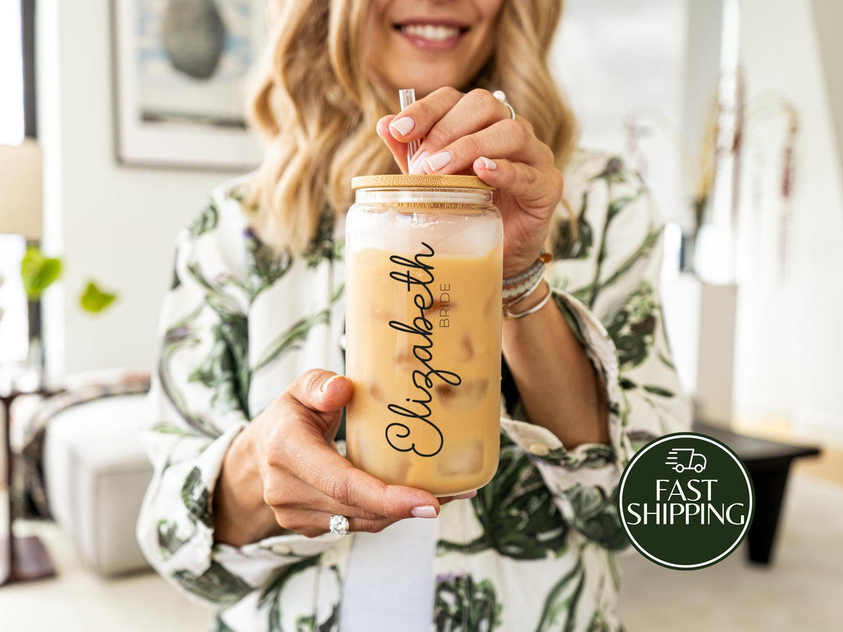 Custom Name & Font Bridal Shower Glassware, Bride - Bridesmaid Matching Bachelorette Cup