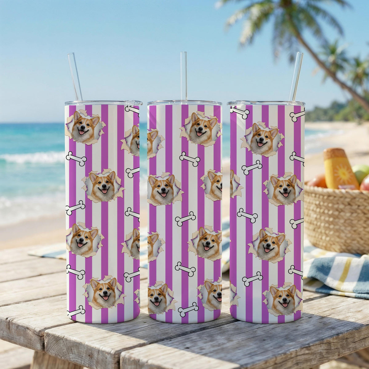 Custom Pet Photo Tumbler, Personalized Dog Cat Cup, Stainless Steel Travel Mug