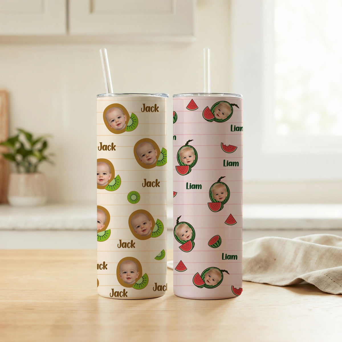 Custom Photo Tumbler, Personalized Kids Face Cup, Mother's Day Drinkware Gift