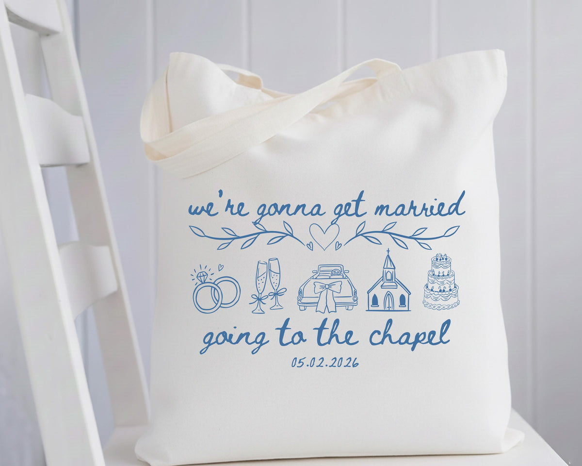 Going to the Chapel Tote Bag, Bachelorette Party Gift Tote, Wedding Day Tote Bag, Bridal Shower Tote