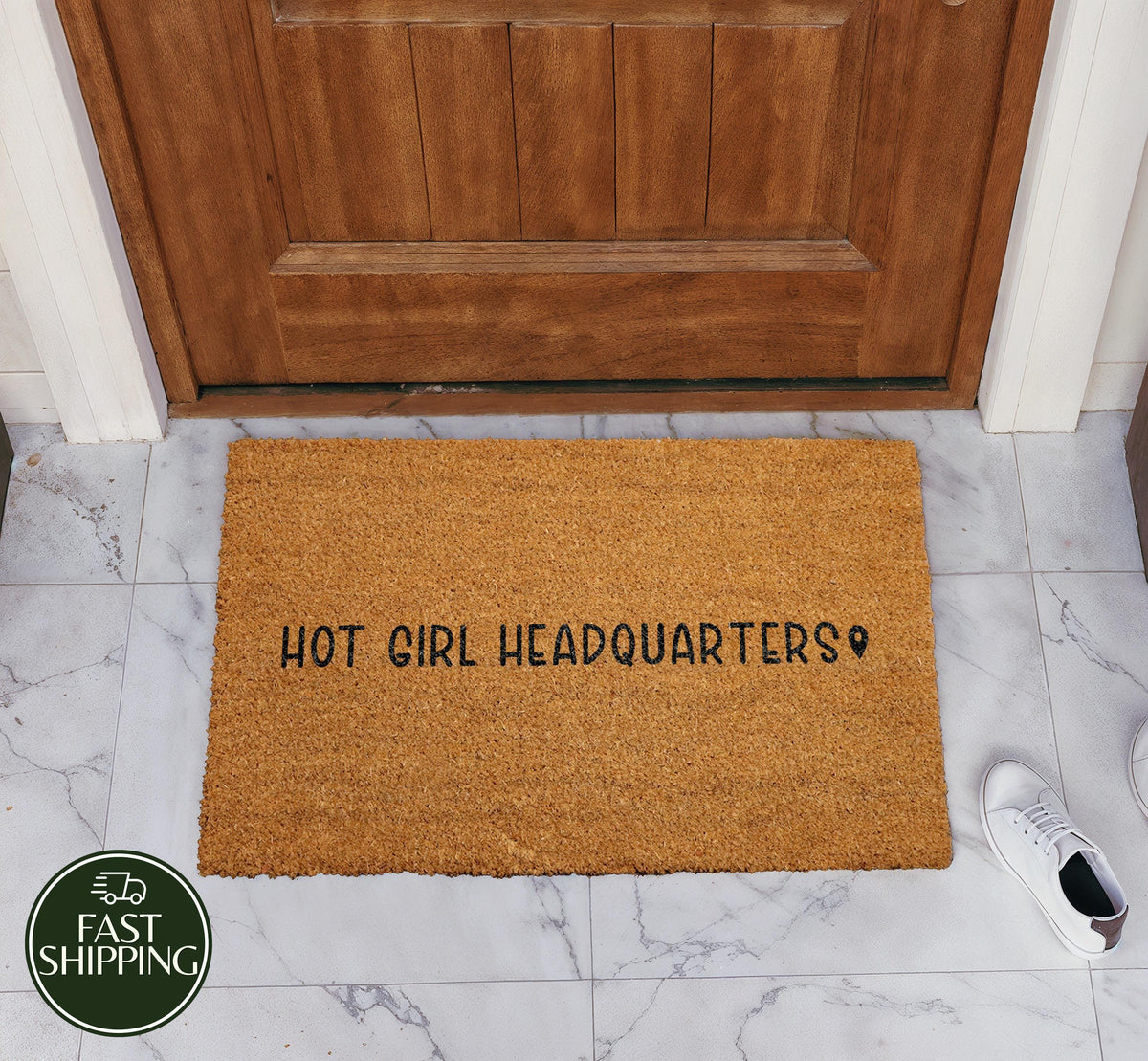 Hot Girl Headquarters Doormat, Trendy Dorm Room Welcome Mat, Aesthetic Apartment Entrance Decor