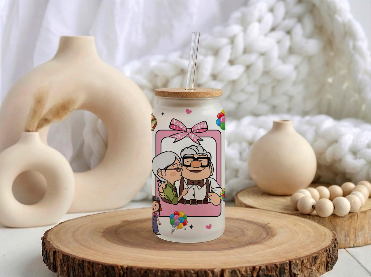 Personalized Carl & Ellie Can Glass, Custom Couple Love Tumbler, Anniversary Gift fo Her