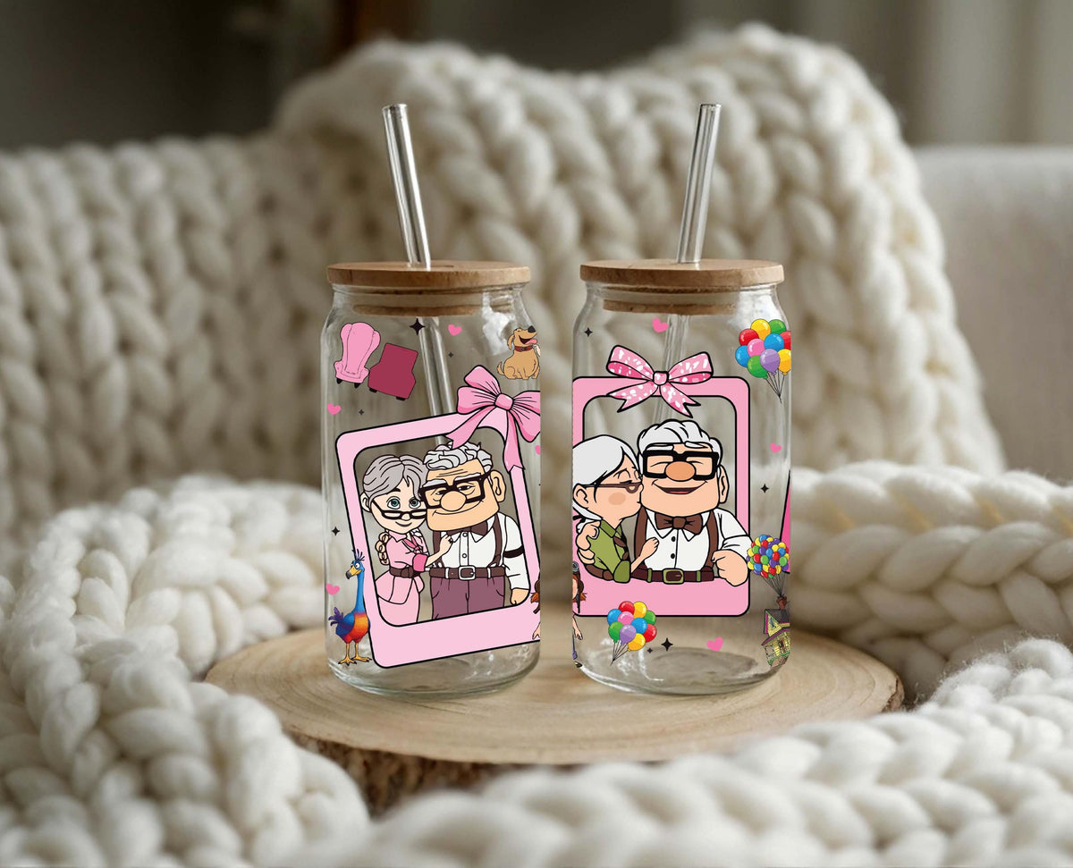 Personalized Carl & Ellie Can Glass, Custom Couple Love Tumbler, Anniversary Gift fo Her