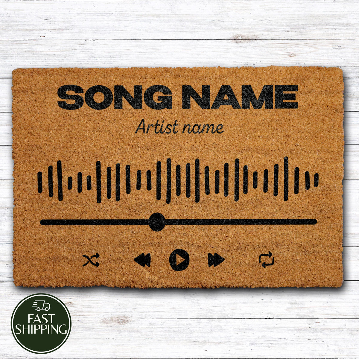 Customizable Song And Artist Name Doormat, Personalized Music Player Welcome Mat