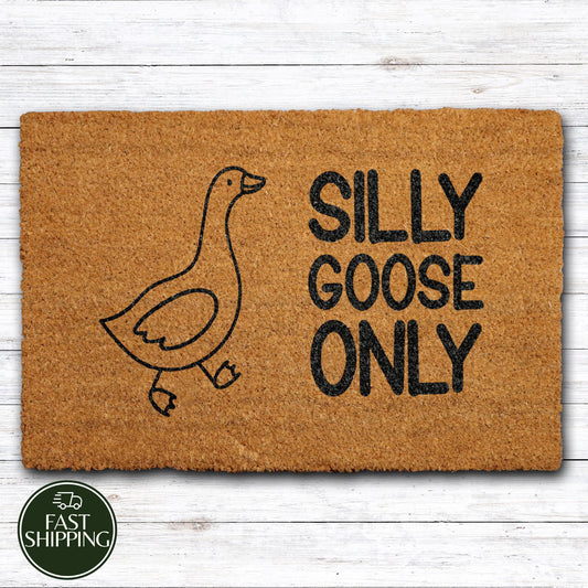 Silly Goose Only Welcome Mat, Cute Animal Doormat, Goose Lovers New Home Gift