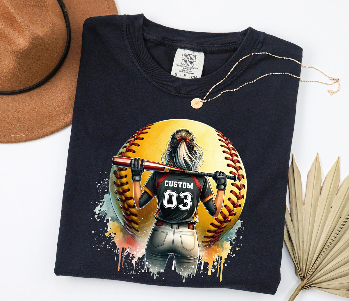 Comfort Colors® Custom Softball Shirt, Softball Player T-shirt, Softball Lover Women Gift Tee