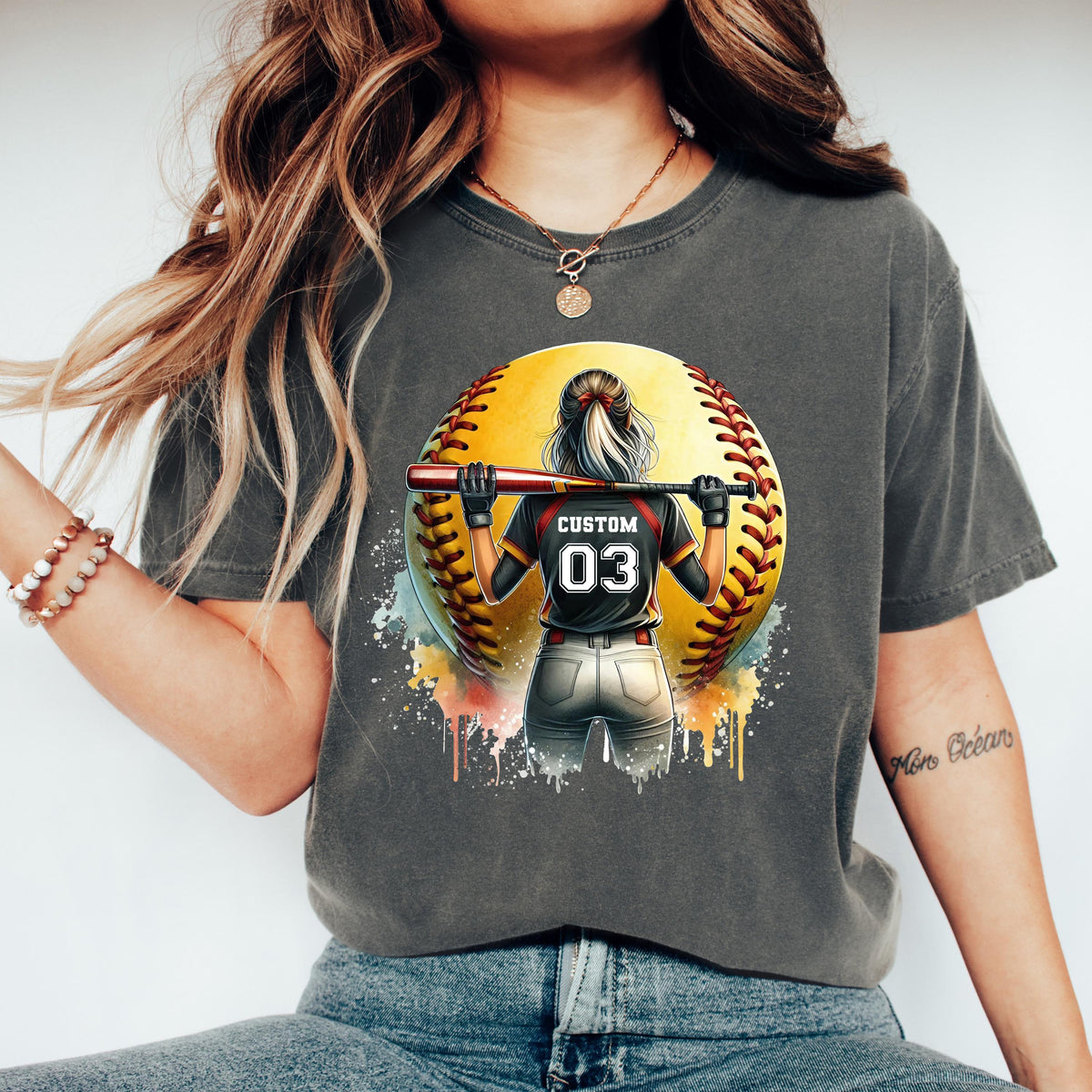 Comfort Colors® Custom Softball Shirt, Softball Player T-shirt, Softball Lover Women Gift Tee