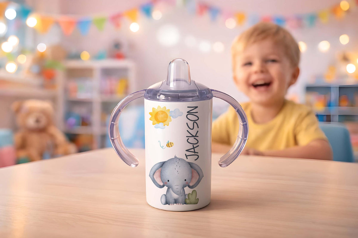 Personalized Kids Tumbler, Custom Baby Straw Cup & Training Handle Cup