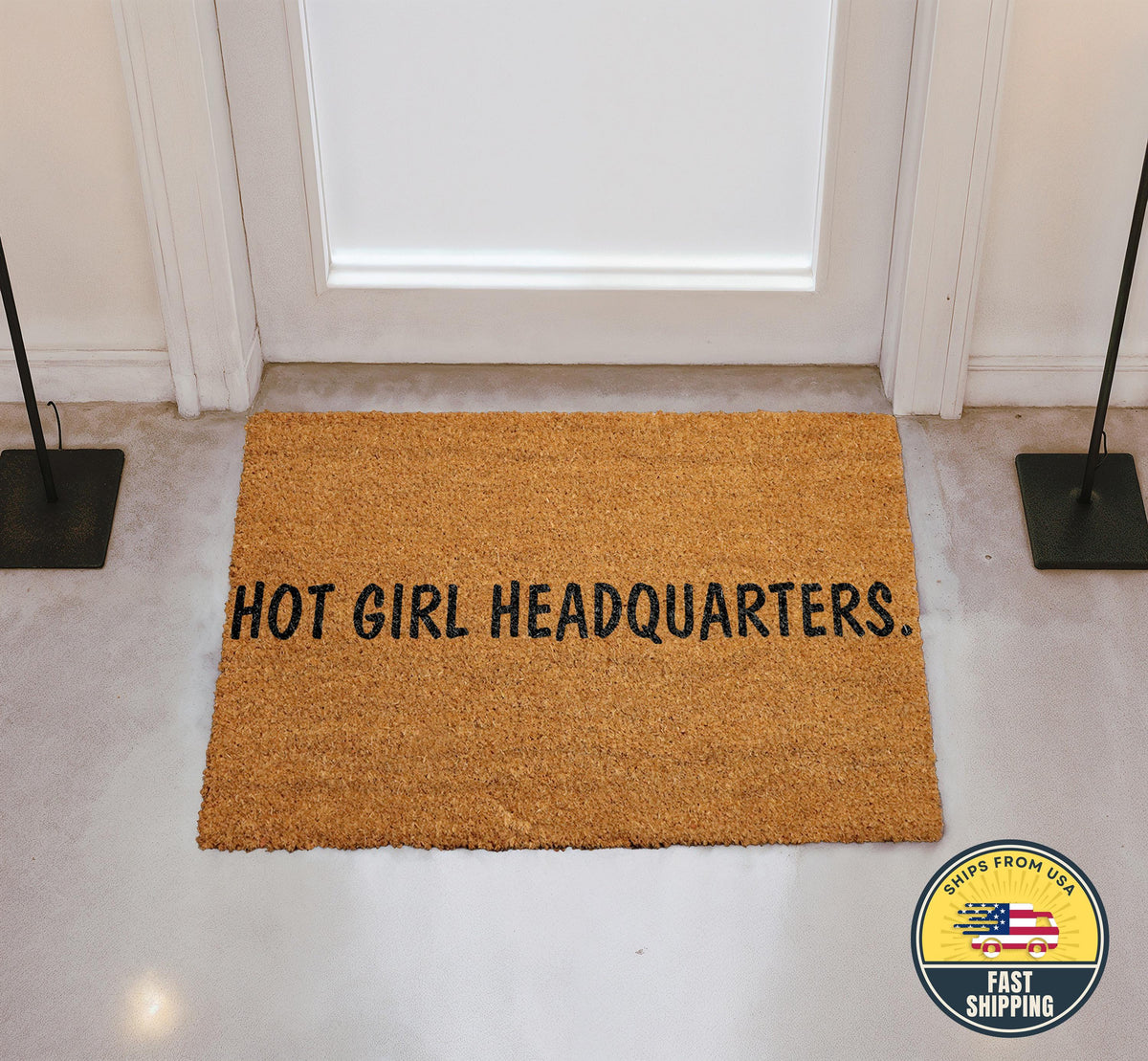 Hot Girl Headquarters Doormat, Funny Coir Welcome Mat, Funny Hot Girl Doormat